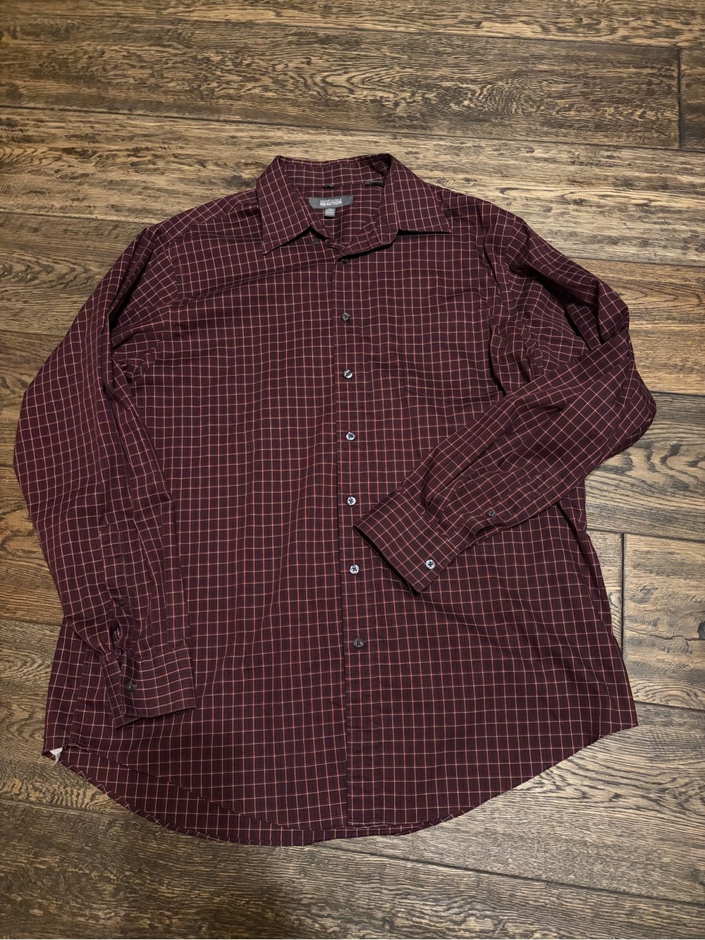 Kenneth Cole Men's Burgundy Check Button-Up Shirt